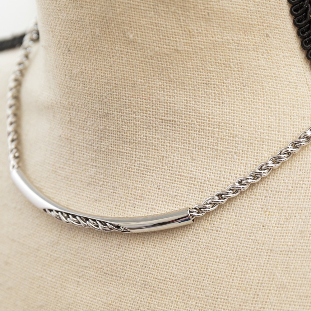 Vintage Biagi silver choker bar choker minimalist timeless classic style 90s Y2K - Picture 8 of 15